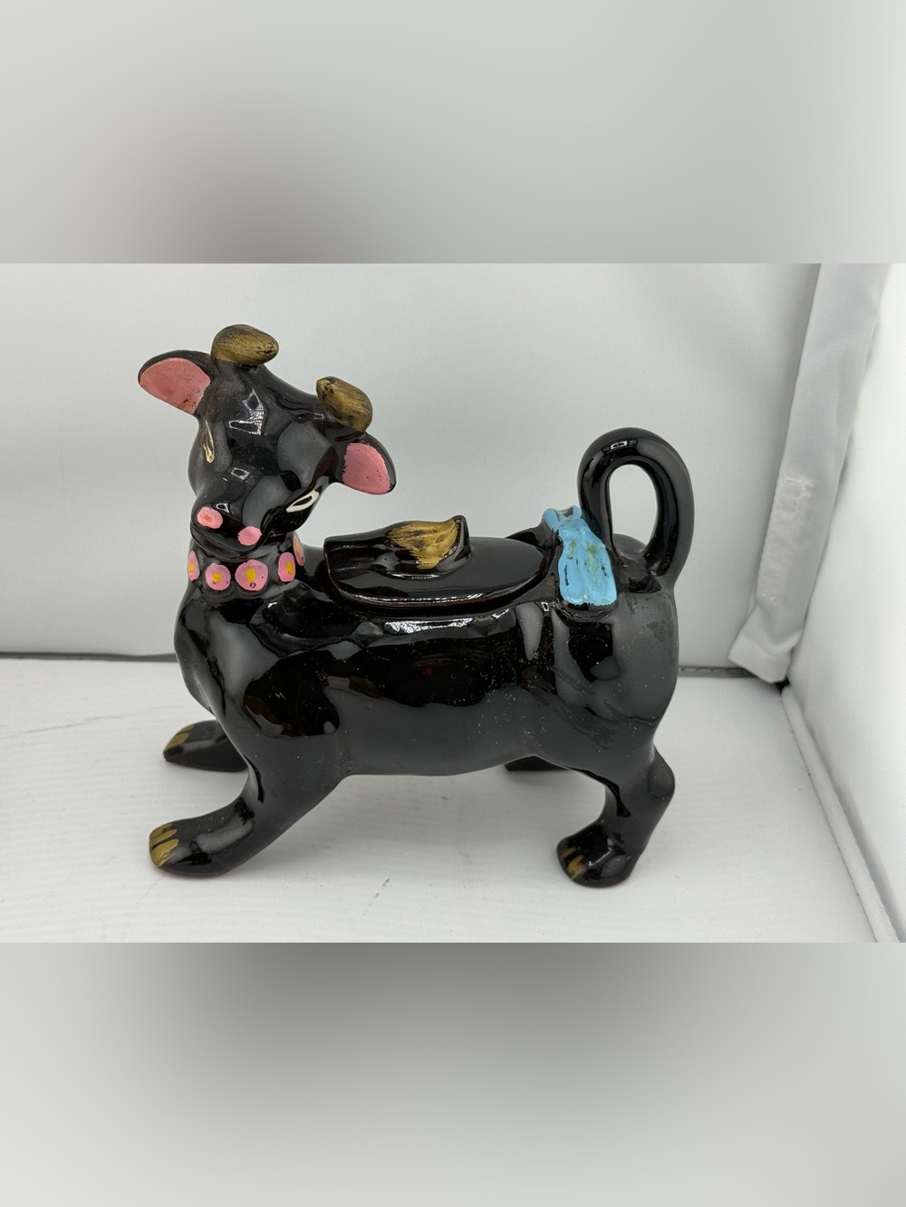 vintage ceramic cow sugar bowl